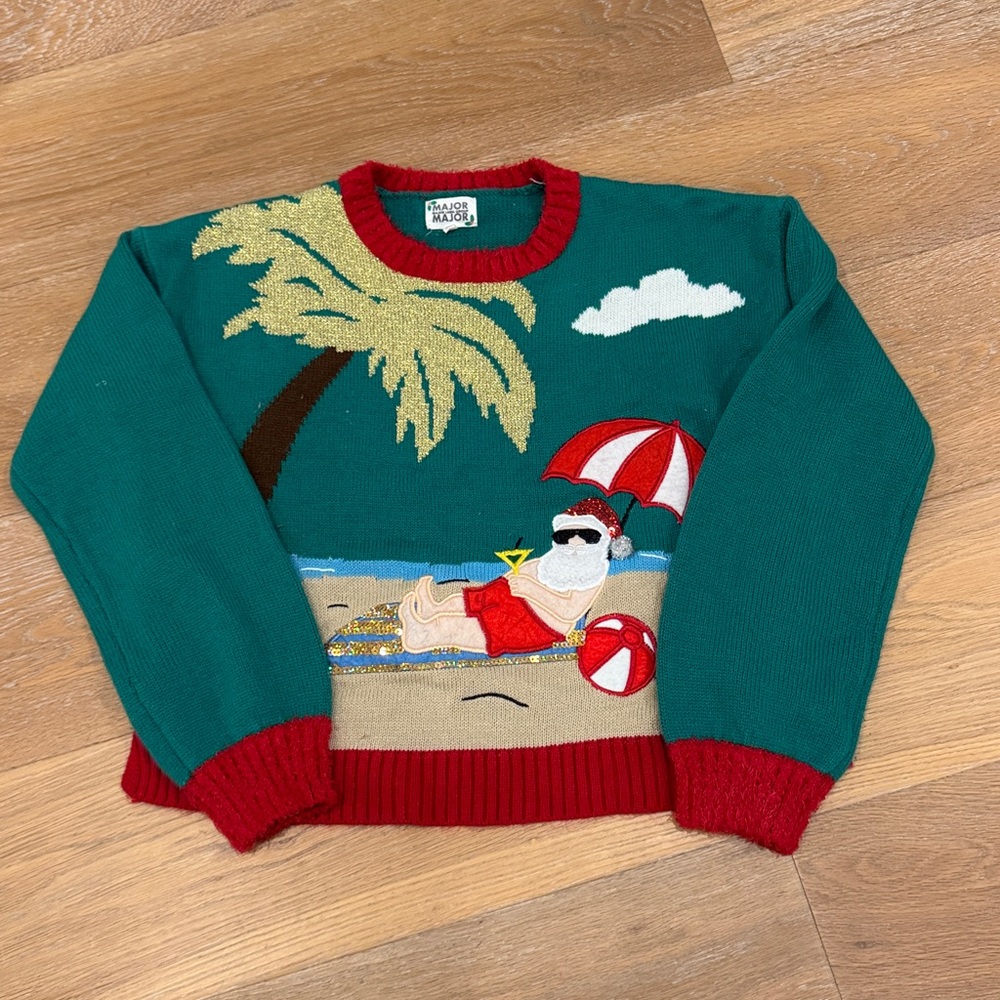 Major Major Beach Themed Santa Holiday Sweater